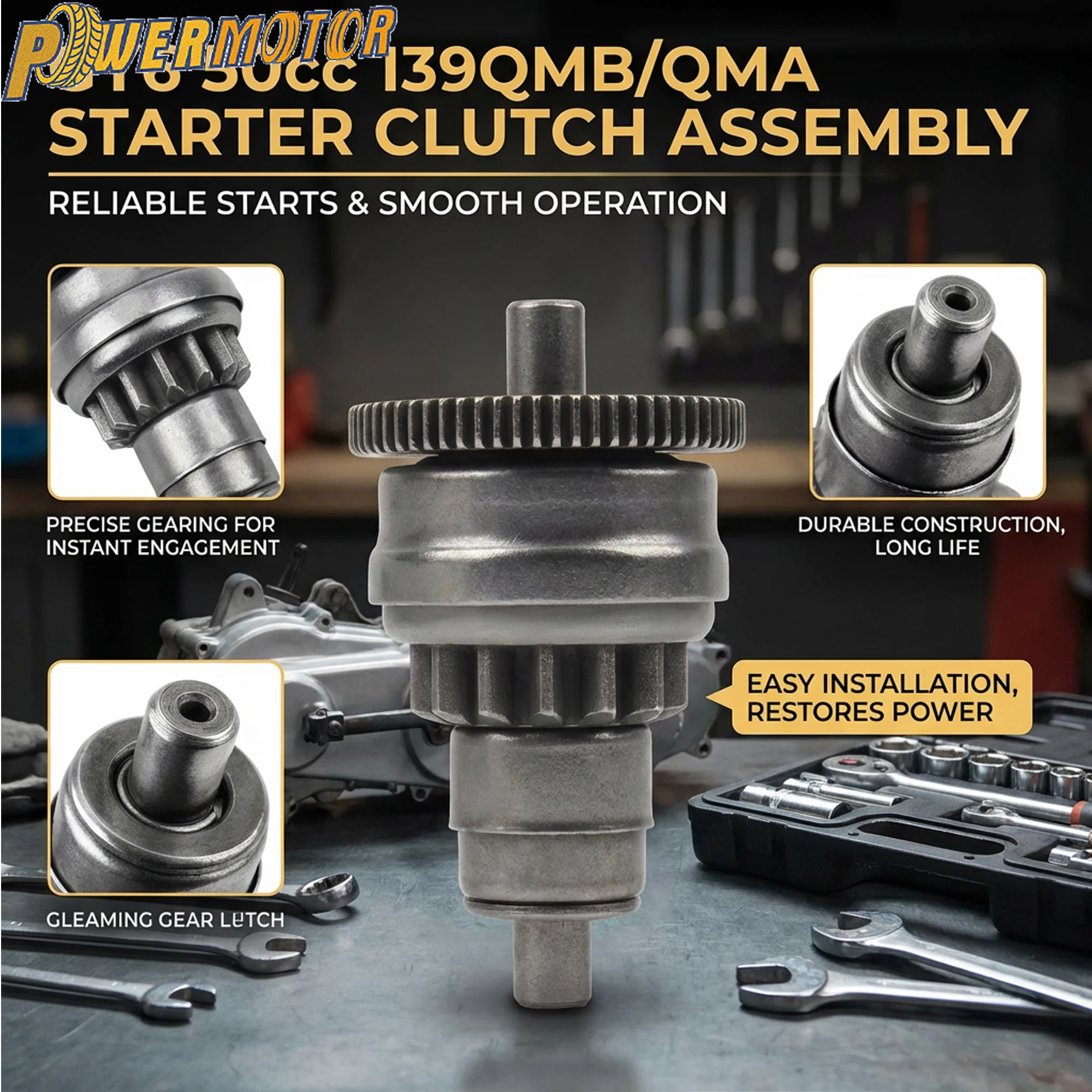 

Motorcycle Starter Drive Bendix For GY6 50cc 139QMB 139QMA Scooter Starter Gear Clutch Gear Start One-Way Gear Modified Parts