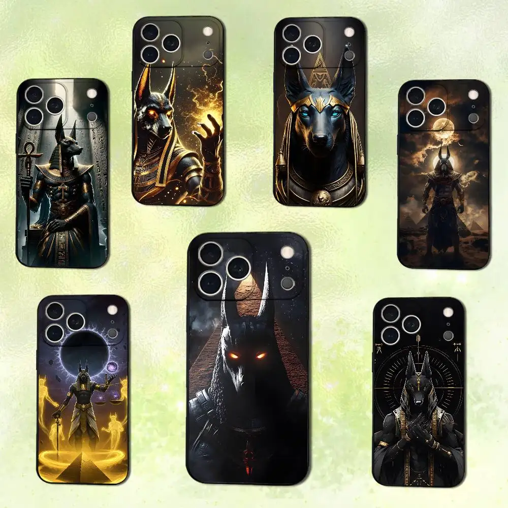 Anubis God Art Egyptian Phone Case For iPhone 14,13,17,12,11,16,15,Plus,Pro Max,XS,X,XR,SE,Mini,Soft Silicone Black Cover