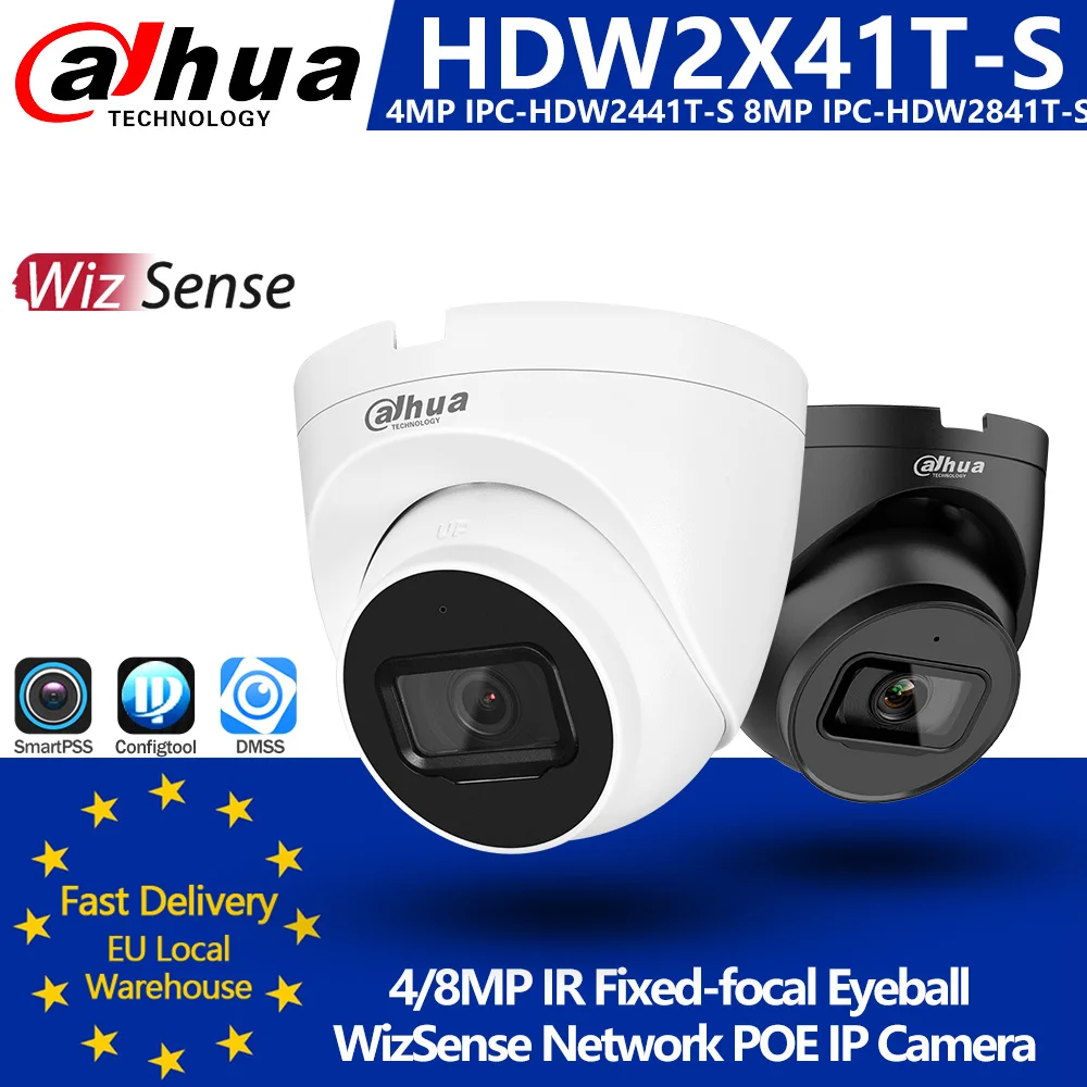 Dahua Originale 4MP IPC-HDW2441T-S 8MP 4K IPC-HDW2841T-S WizSense POE Telecamera IP di rete IR 30M MIC Slot SD SMD Plus IVS H.265