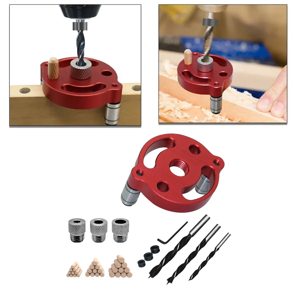 

3-10mm Dowel Jig Kit Self Centering Drill Guide Locator Woodworking Tenon Joint Drilling Aluminum Hole Puncher Drilling Locator