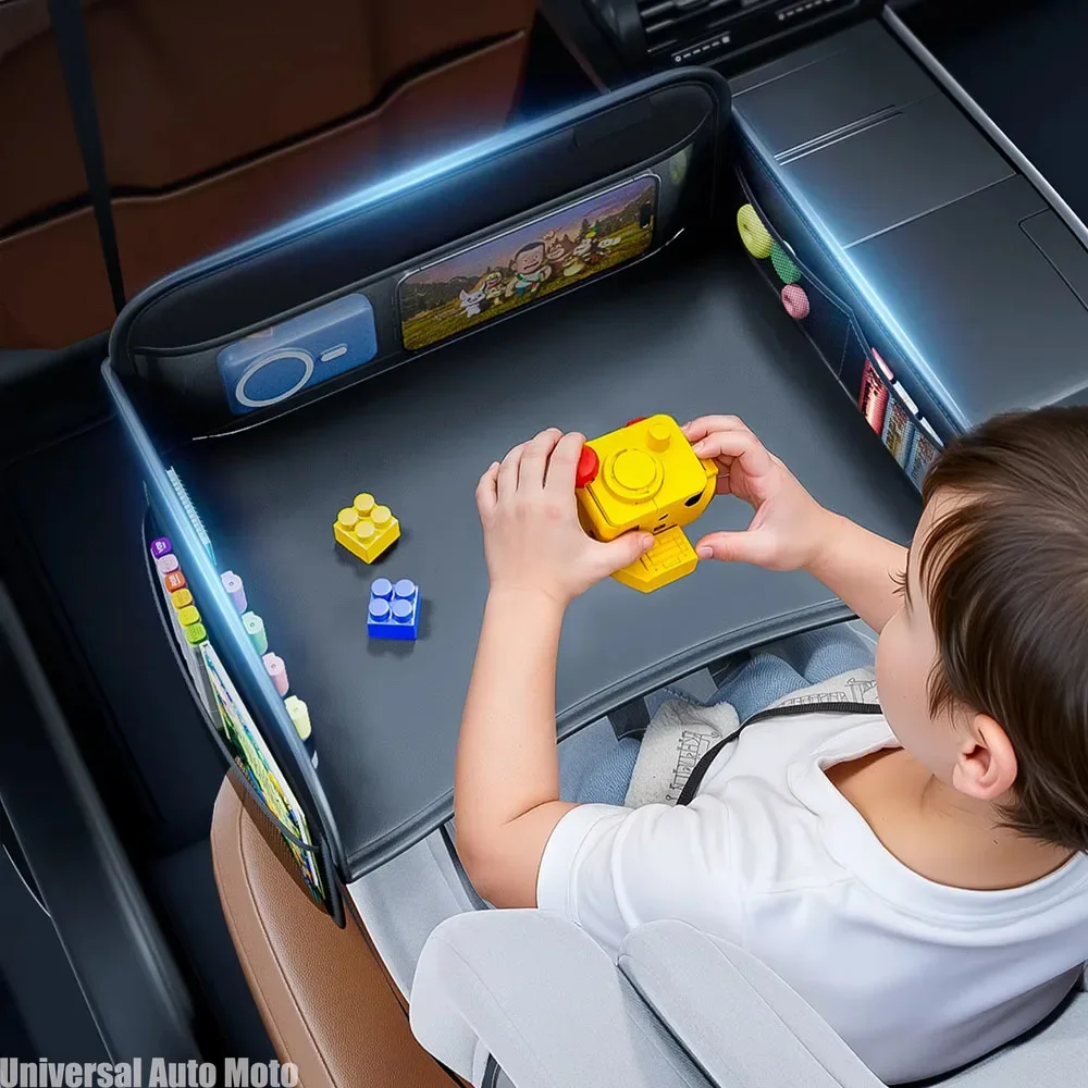 child-car-dining-drawing-table-leather-universa-safety-seat-tray-backseat-children-table-tool-toys-phone-storage-pocket-lap-desk