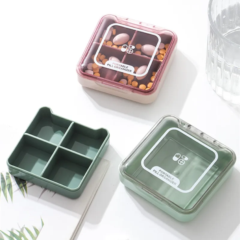 1 Pcs Transparent Pill Organizer - Multi Compartment Portable Storage Box Dustproof Moistureproof Small Medicine Case