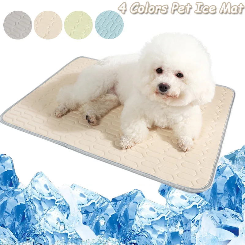 Pet Cooling Mat Dog Cat Sleeping Pad Washable Reusable Cool Ice Silk Moisture-proof Mattress Cushion Small Animal Cold Bed