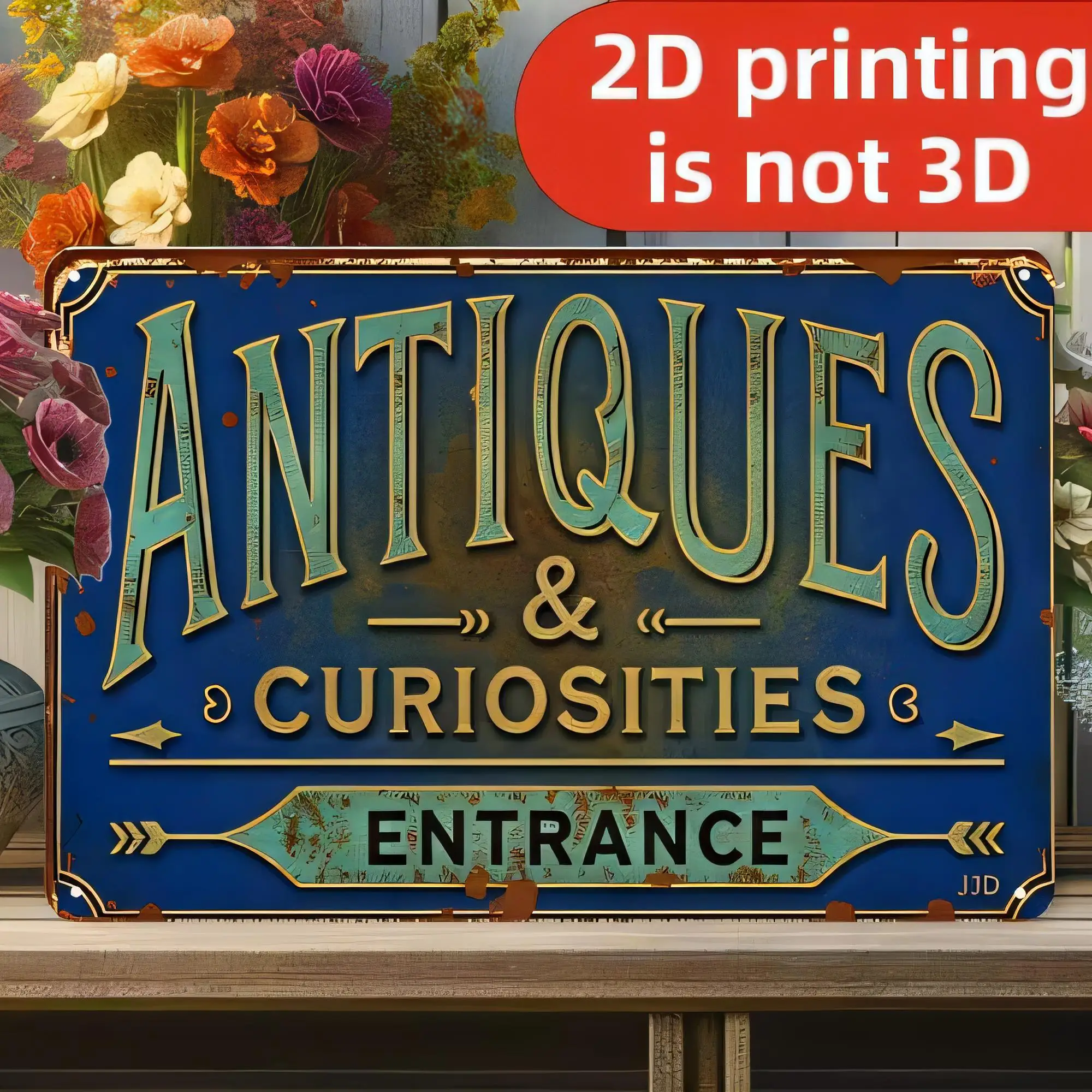Tin Sign Antique Curiosities & Curiosity Entrance Vintage Retro Metal Wall Decor 2D Printing Non 3D Bar Pub Cafe Shop Home Garde