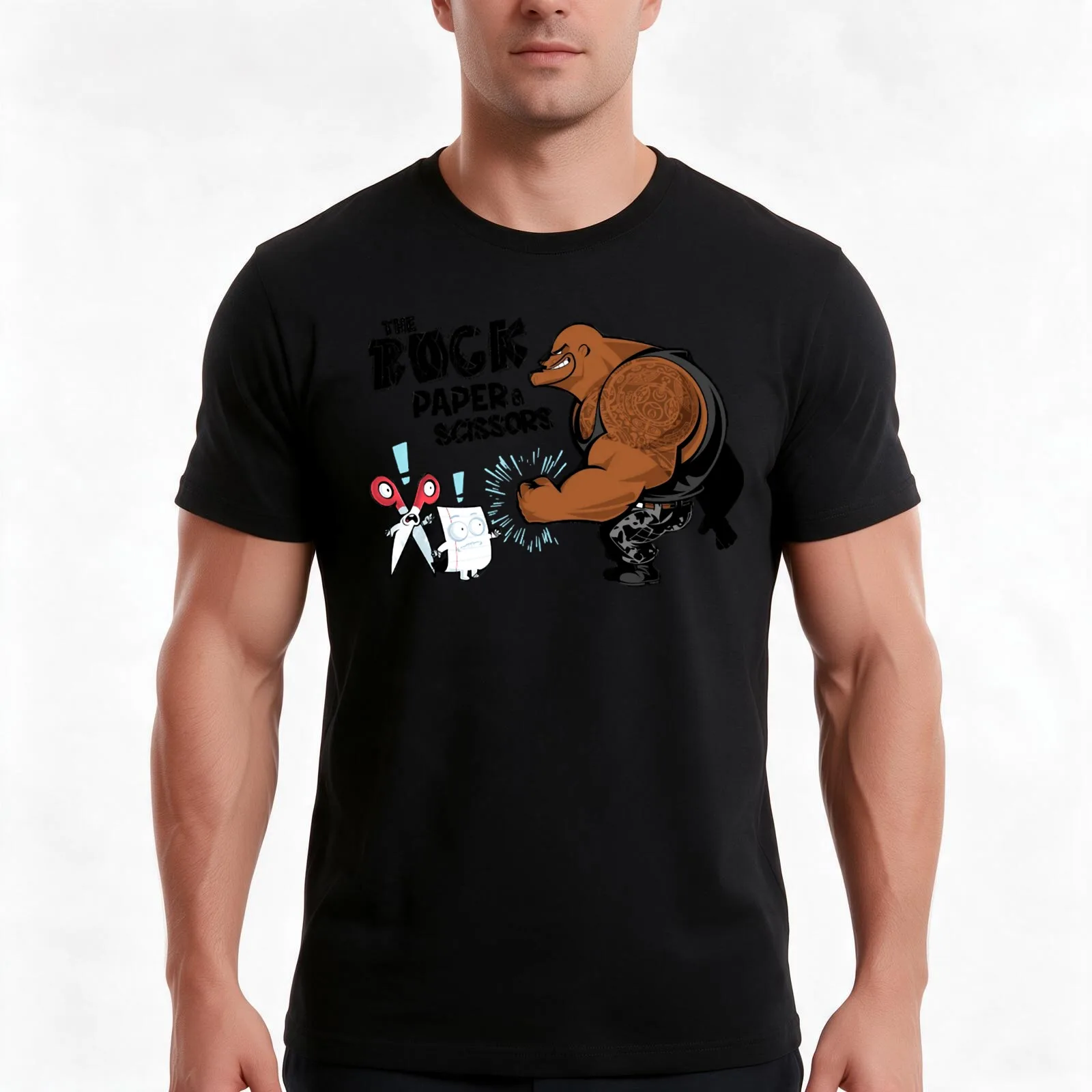 THE ROCK, paper, scissors T-Shirt, Summer Casual Cotton Tee, Oversized Streetwear Tops, Vintage Graphic Print, Unisex Men Women