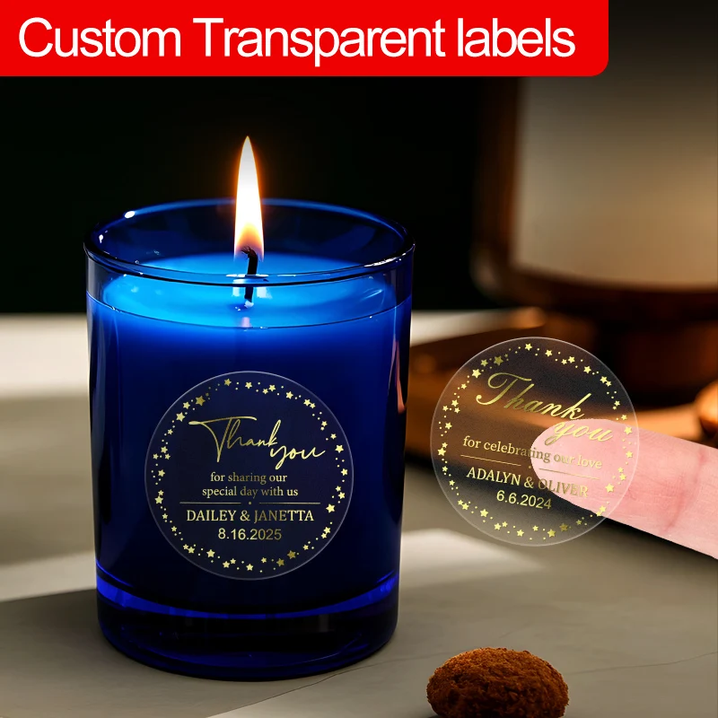 

Personalized Transparent Gold Waterproof Seals - Envelopes, Packaging, Event Souvenirs - Creative Decals for Memorable Keepsakes