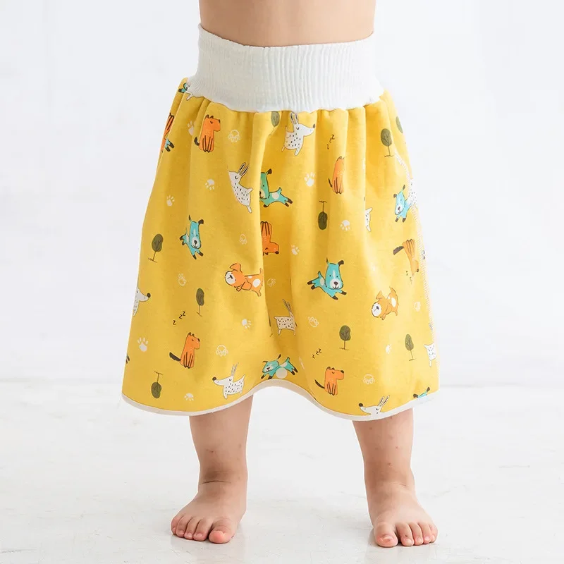 Pantalones de entrenamiento para bebés 2 en 1, pañal para niños, impermeable, reutilizable, algodón, faldas, estera de fugas, cubierta, ropa de cama para dormir