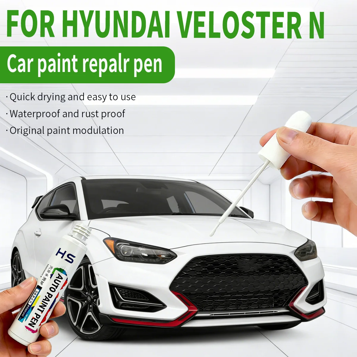 Lápiz Reparador de Arañazos y Pintura para Hyundai Veloster N, Colores: Gris Thrnder, Naranja Sunset, Plateado Sonic, Rojo Racing, Blanco Chalk, Negro