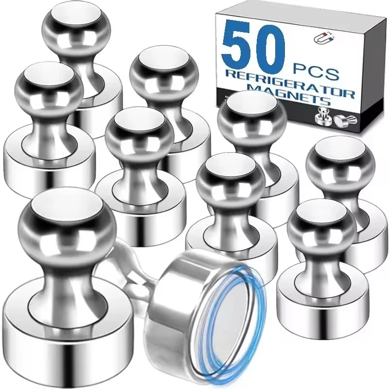 1-50Pcs Super Strong Neodymium Magnetic Pushpins Sucker Thumbtack Durable Steel Magnet Push Pin for Refrigerator Whiteboard