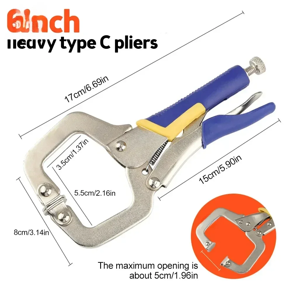 5/6Inch C Clamp Weld Clip Fix Plier Locator Woodwork Fix Plier Pincer Tong Pad Locator Alloy Hand Tools Tenon Grip Vise Swivel