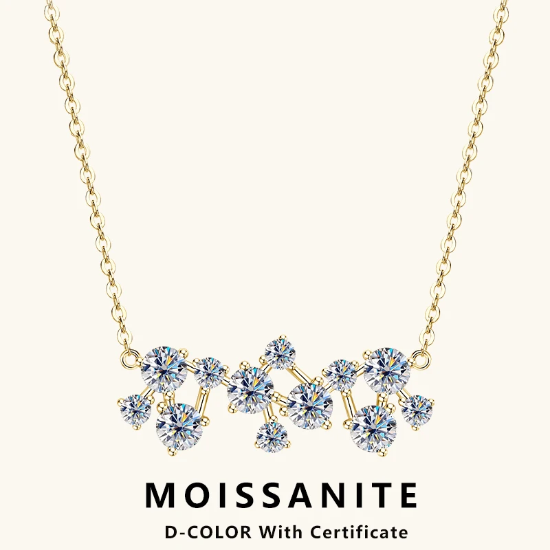 

Lnngy стерлингового серебра 925 пробы ожерелье с мишурой 4 мм и 2,5 мм круглый полный муассанит кластер кулон ожерелья для женщин свадебные украшения