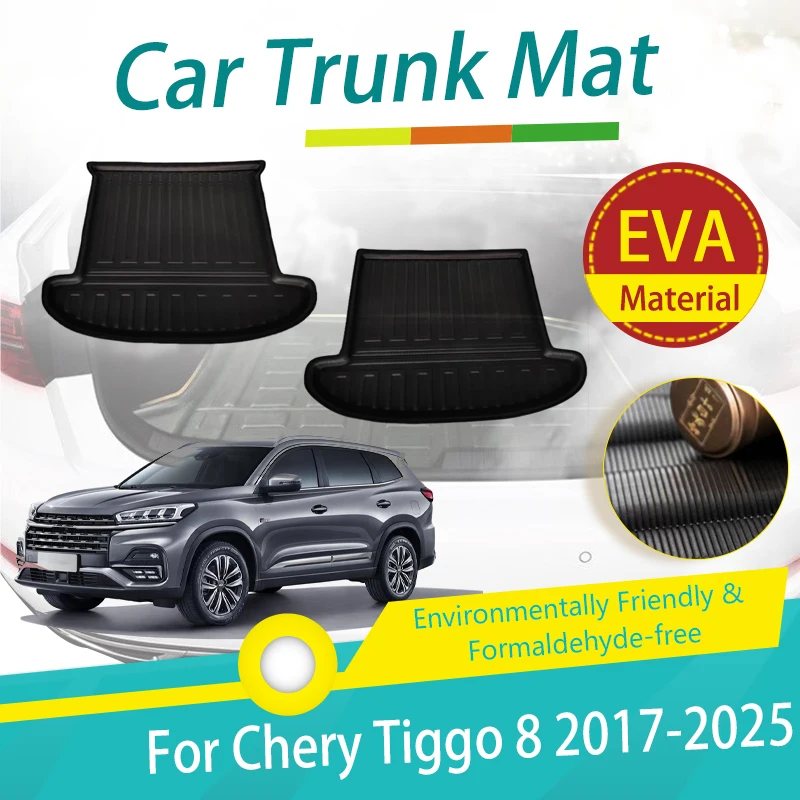 For Chery Tiggo 8 2017~2025 5seat 7seat Car Rear Trunk Mats Waterproof Cargo Pad Boot Carpet Suitcase Rug Cover Auto Accessories