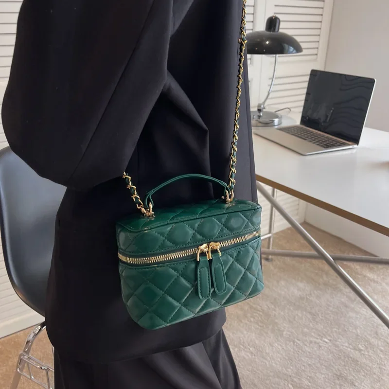 Bolso cruzado de lujo para mujer, bandolera pequeña con cadena, cuadrado, 2022