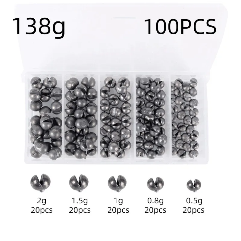 100 pcs/120 pcs lead biting set, open biting lead drop,bare round opening raft fishing clip lead fishing gear pendant