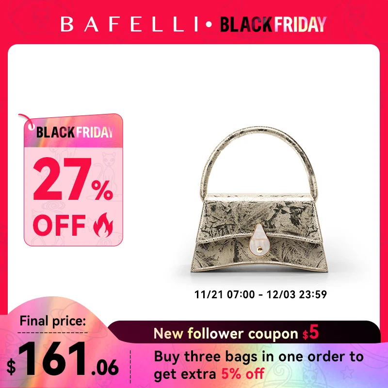 SILVER GENUINE LEATHER BAFELLI ORIGINAL HANDBAG 2024 FASHION CROSSBODY NEW WOMEN'S BAG LUXURY STYLISH EVENING PARTY CASUAL PURSE