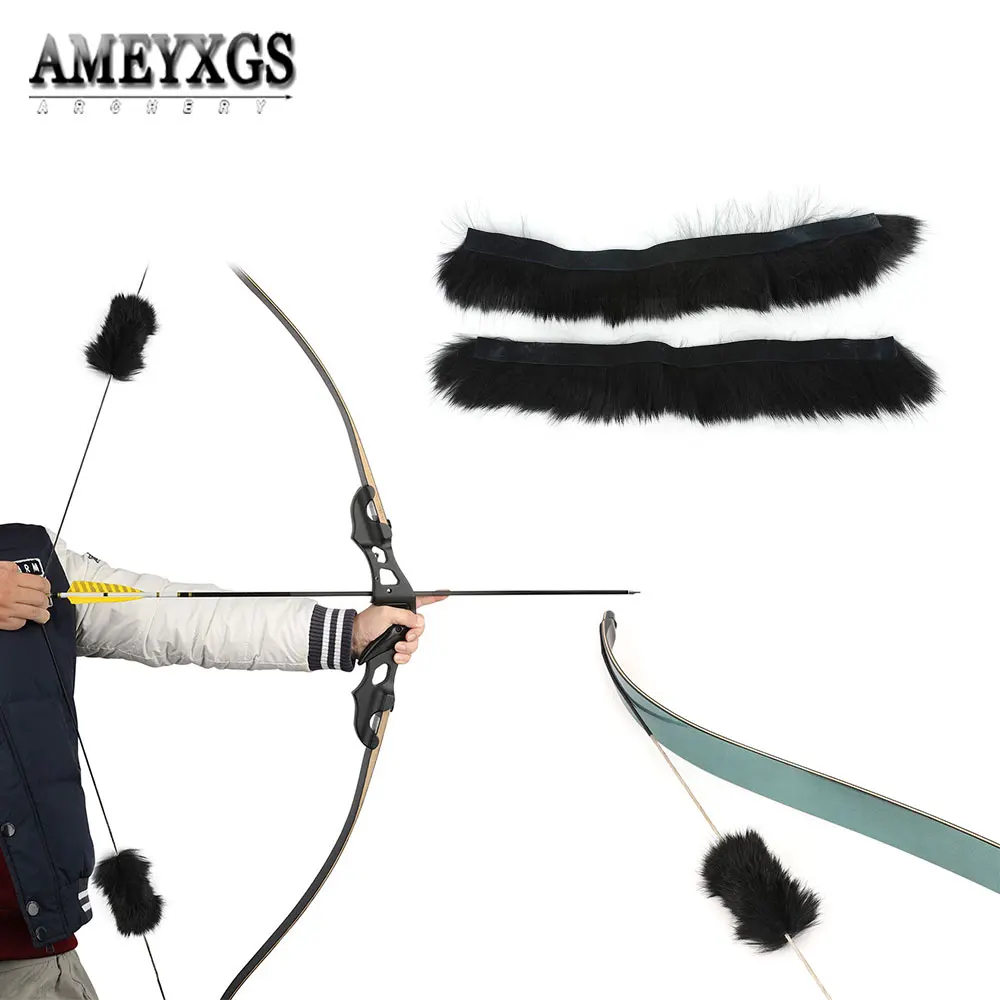 1pair Recurve Bowstring Stabilizer Black Rabbit Fur Bow String Shock Absorber Damper for Archery Shooting Hunting Accessories