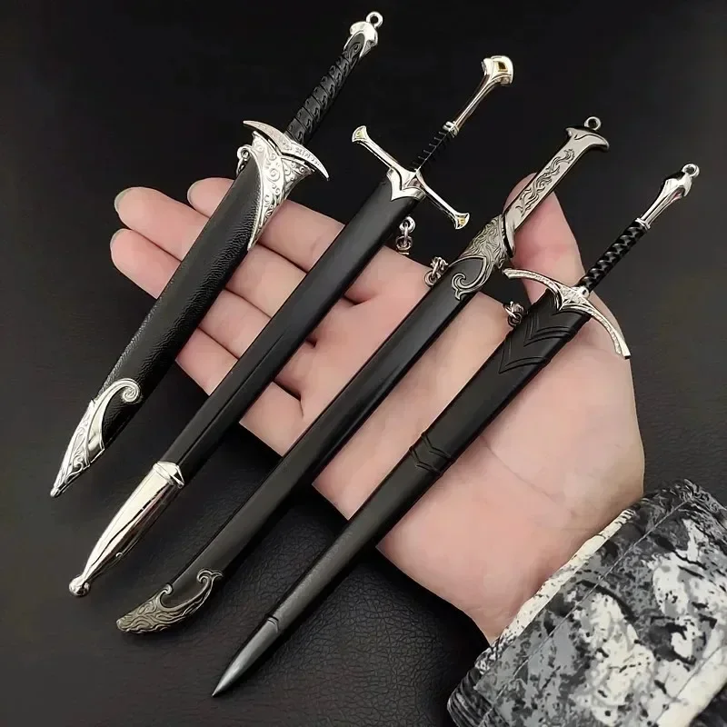 22cm Glamdring Aragorn Narthil espada elfos Anduril media tierra arma Metal Katana samurái espada llavero regalos de navidad Juguetes