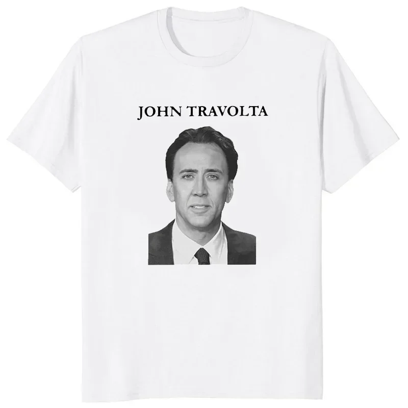 Casual Male Tee Streetwear Man Tops Nicolas Cage John Travolta Tshirt Classic O-neck T Shirt Novelty Summer Short-sleev Print