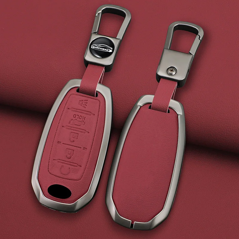 For Infiniti Q50 Q60 QX50 QX55 QX60 Q70L 2020 Zinc Alloy Leather Car Full Key Case Cover Smart Remote Keychain Accessories