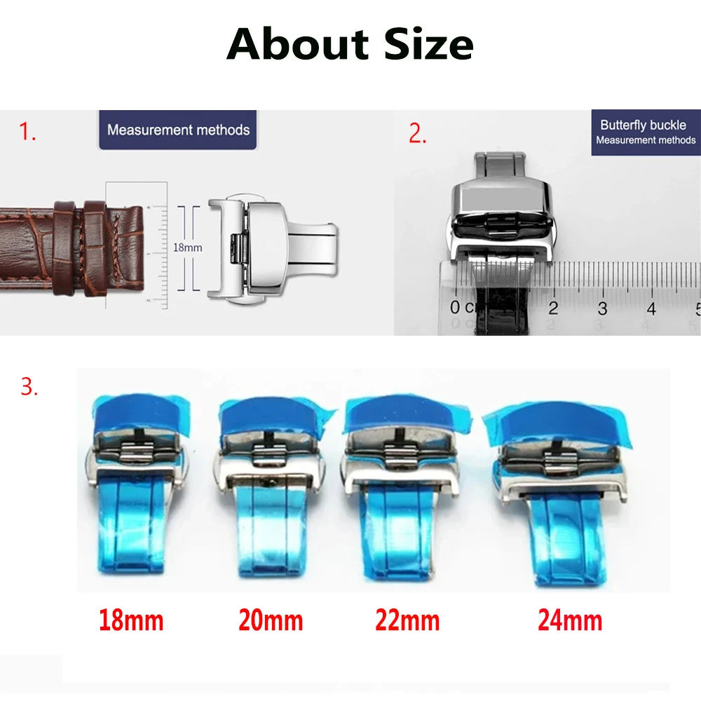 18mm/20mm/22mm/24mm cinturino in acciaio inossidabile fibbie fibbia a farfalla pulsante lucido cinturini chiusura orologio connettori accessori