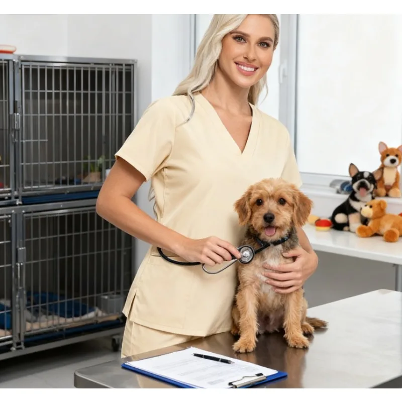 زي طبي نسائي قصير الأكمام، بدلة تنظيف صيفية مسامية للراحة والتنقل #1