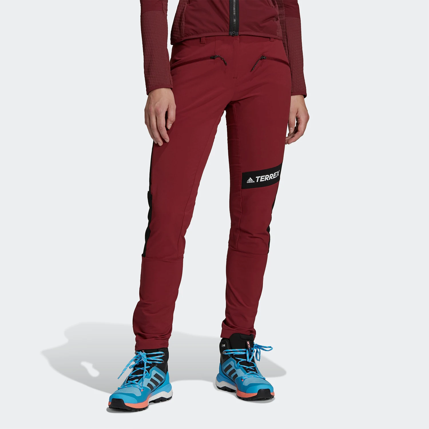 Adidas genuine TERExternalEX new women's wine red and black soft shell pants H57723