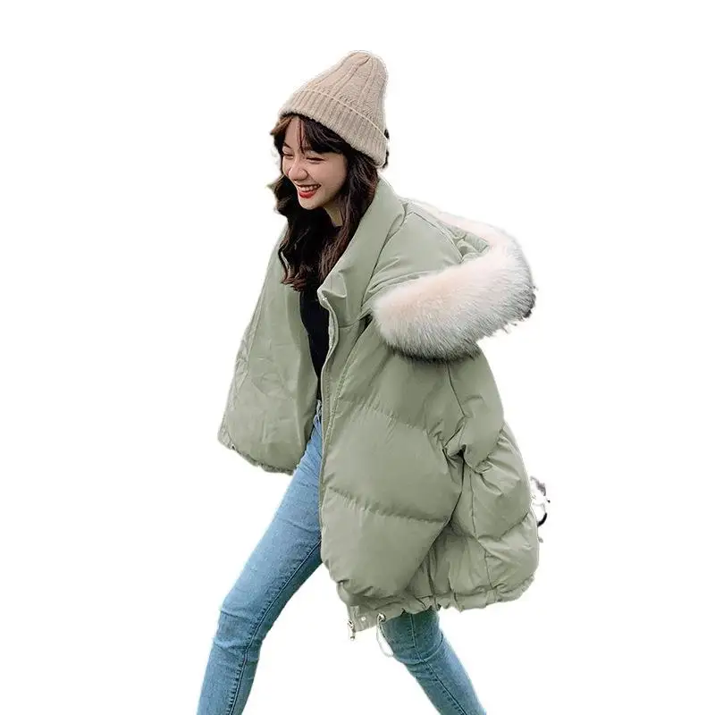 2025 New Autumn and Winter Loose Down Cotton Jacket Women's Short Short Small Loose Thickened Bread Jacket Padded Jacket
