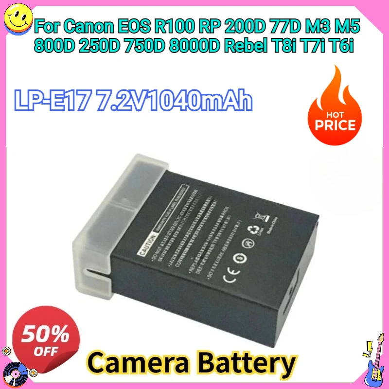 

New 7.2V 1040mAh LP-E17 Camera Battery for Canon EOS R100 RP 200D 77D M3 M5 800D 250D 750D 8000D Rebel T8i T7i T6i T6s SL2