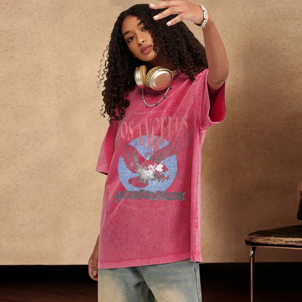 

Los Angeles Eagle Oversize Tee Premium Cotton,High-Quality Washed Tee Eagle Graphic Oversize Fit.Trendy For Youngsters