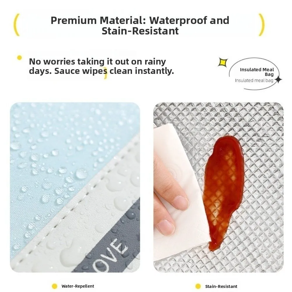 with Thickened Aluminum Foil Cylinder Lunch Bag Waterproof Handheld Office Lunch Tote Insulated Large Capacity