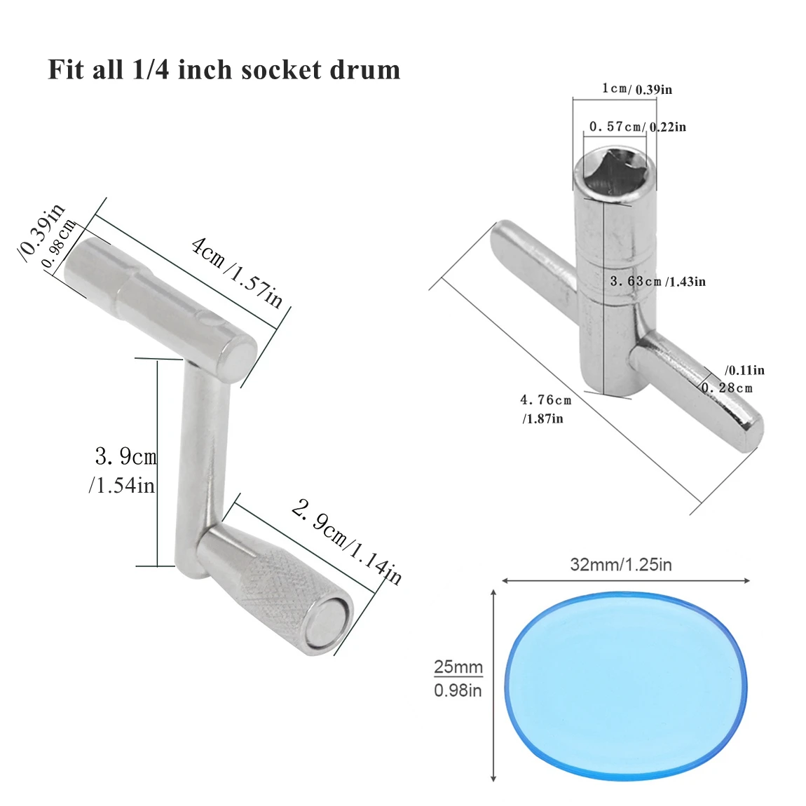 Drum Key Set T Style Z Style Universal Drum Tuning Parts Standard Square Wrench 5.5mm with Drum Mute Pads