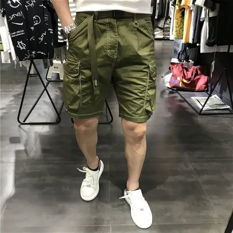 Mens Cargo Shorts Strech Loose Baggy Wide Black Short Pants For Men Clothing Korean Style Luxury Beautiful Comfortable Cotton