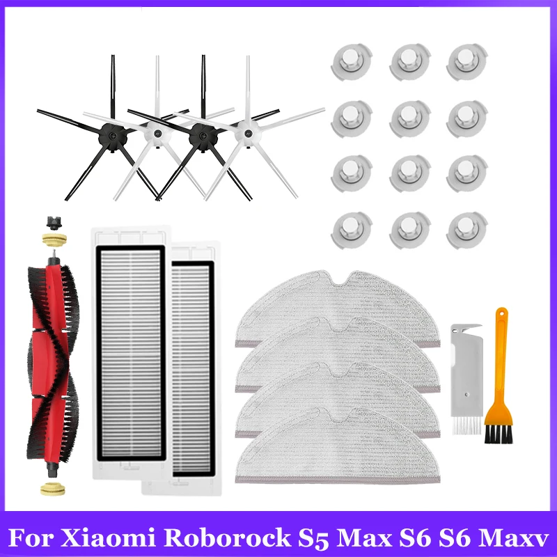 For Xiaomi Roborock S5 Max S6 S6 Maxv Vacuum Cleaner Replacement Kit Roller Brush HEPA Filter Mop Cloth Accessories Spare Parts