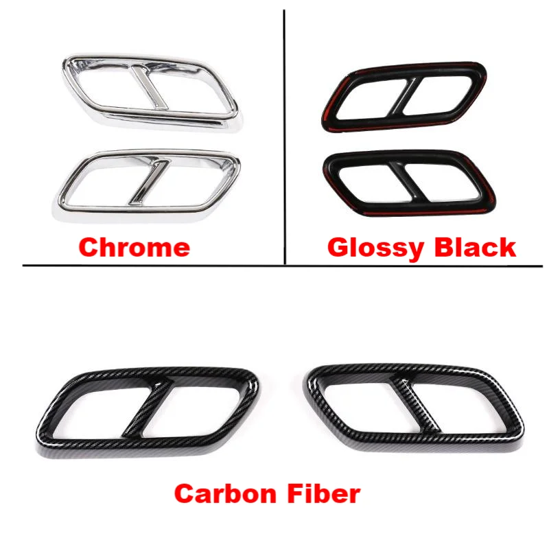 ST Accessories 2 PCS ABS Carbon Fiber Car Exhaust Pipe Cover Trim Tail Throats Muffler Casing For Mercedes C Class W206 2022-23