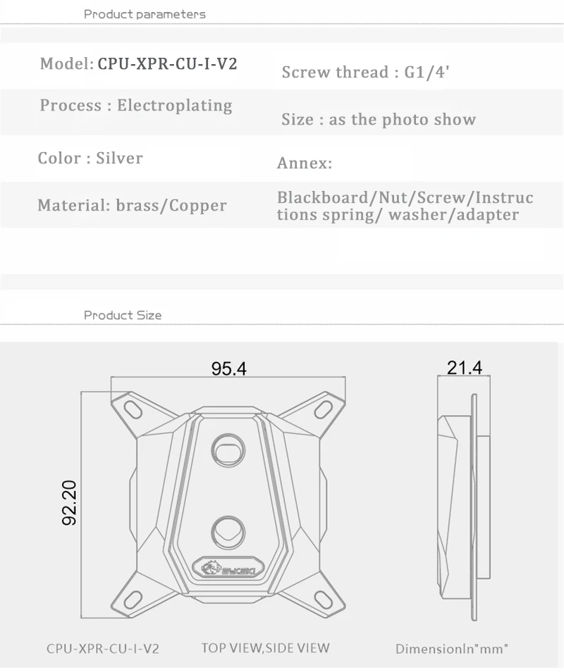 Bykski Water Cooler Cooling for INTEL LGA1150/1151/1155/1156/1700 LGA2011 2066 X99 CPU Radiator CPU Water Block，CPU-XPR-CU-I-V2