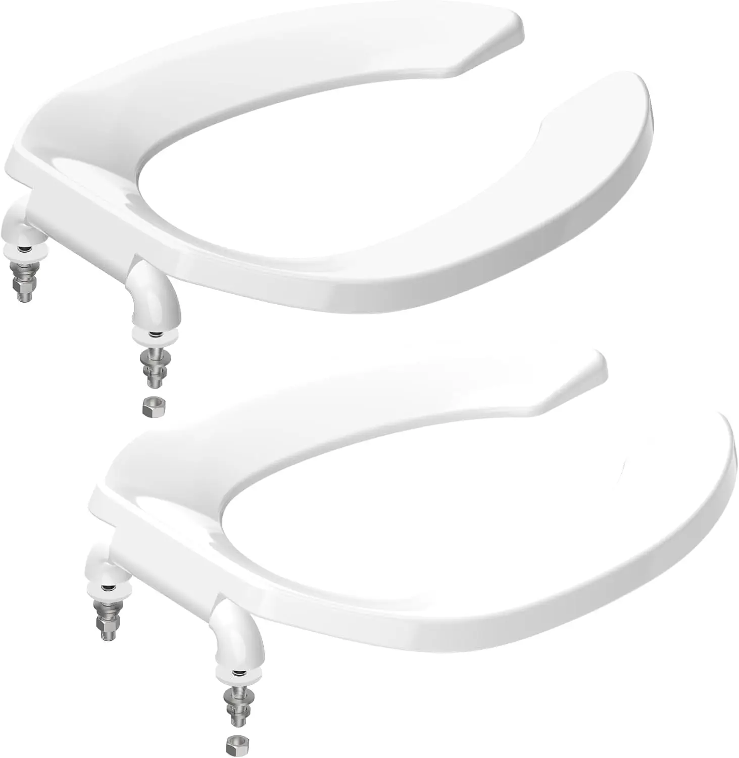 

Commercial Toilet Seat Front Open, 18.5 Inch Elongated for Church School Hospital Office, Heavy Duty White Pack of 2