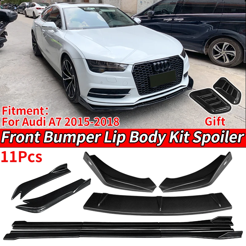 High Quality Car Front Bumper Splitters Lip Body Kit Spoiler Side Skirts Extensions Rear Wrap Angle ABS For Audi A7 2015-2018 