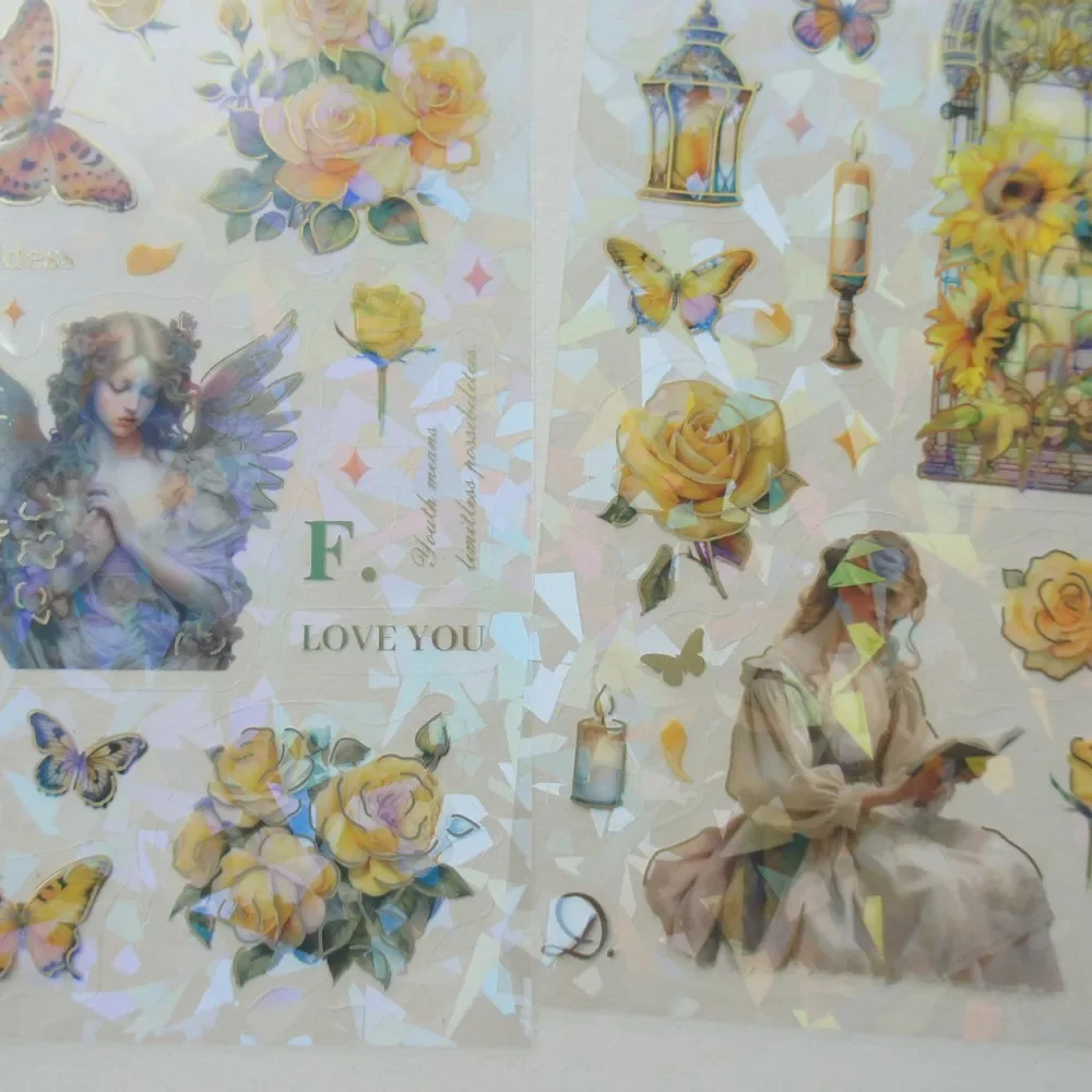 

3 Sheets Laser Diamond Pattern Princess Living in Castle PVC Sticker Gift Tag Decoration Scrapbooking DIY Sticker