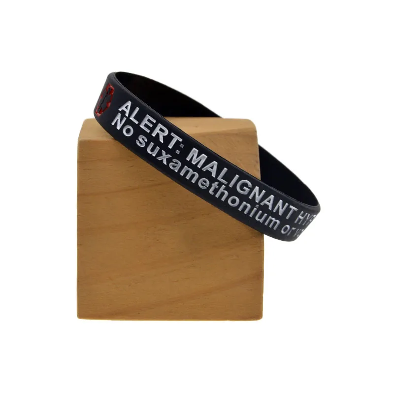 

50 Pcs 1/2 Inch Wide Medical Alert Rubber Bangle Malignant Hyperthermia Silicone Bracelet