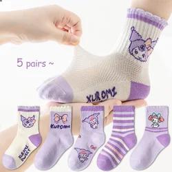 10pairs Children's Socks Summer Thin Tube Socks Cute Girls Socks Breathable Sweat-absorbent Cotton Socks