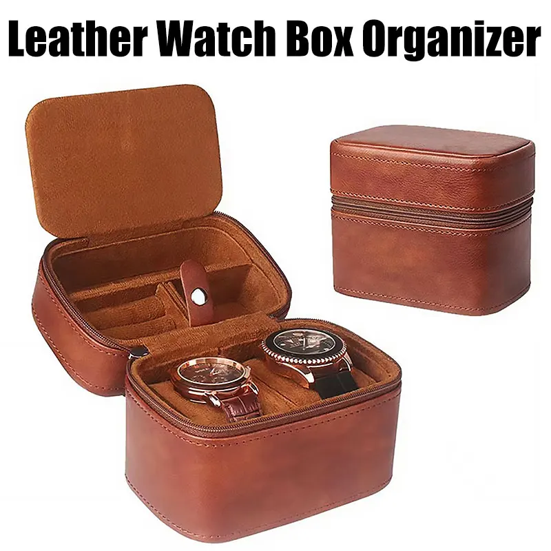 

Кожаный органайзер для часов, дорожная сумка для хранения, роскошный ретро-чехол из воловьей кожи, чехол для часов, портативный ящик для хранения дисплея