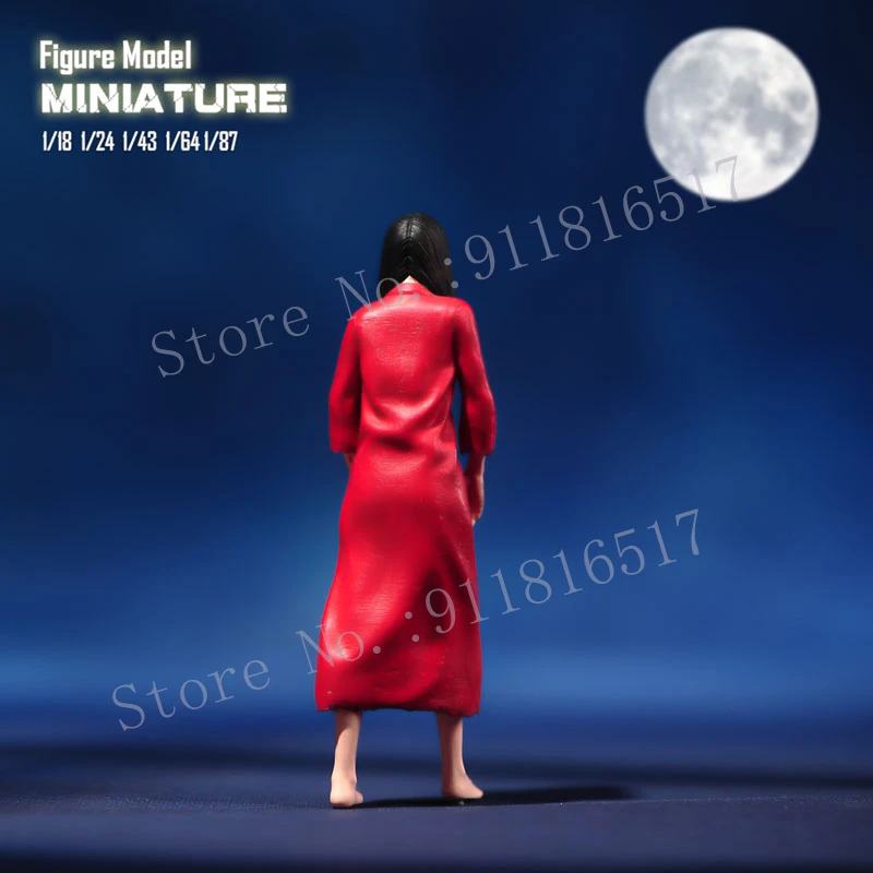 Miniatures 1/87 1/64 1/43 1/24 1/18 Japanese Female Ghost Sadako Action Figure Street Scene Sand Table Photography Props Model