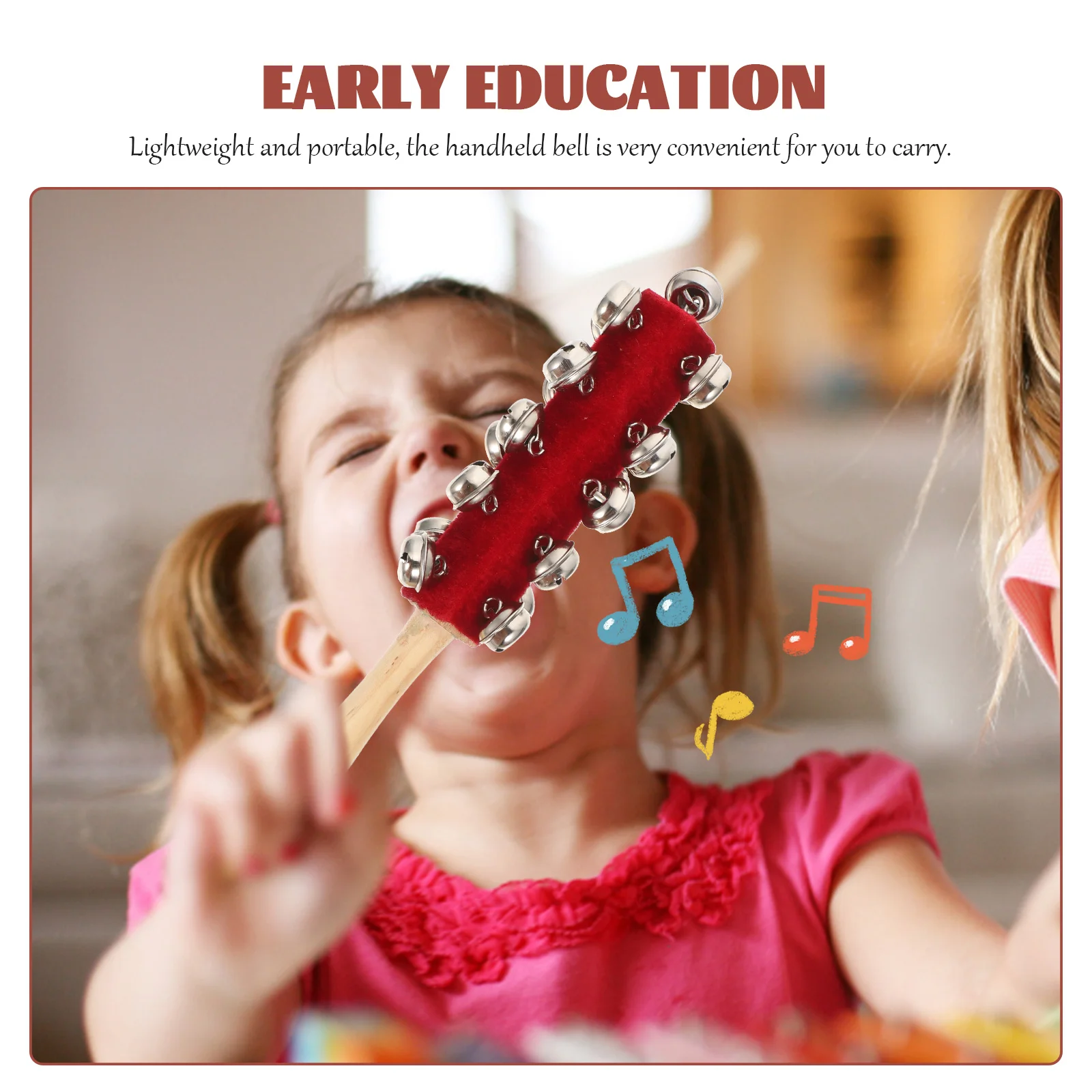 

4pcs Wooden Hand Bells Kids Early Education Musical Instruments Baby Rattles Handheld Bell Set Classroom Band Performance