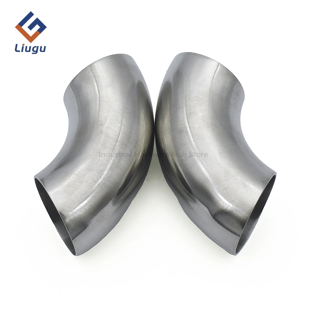 SS304 SS316 Sanitary 90° Weld Elbow, Mirror Polished Welded Pipe Elbow Fitting for Food Grade Sanitary Fluid Pipeline 38mm-102mm