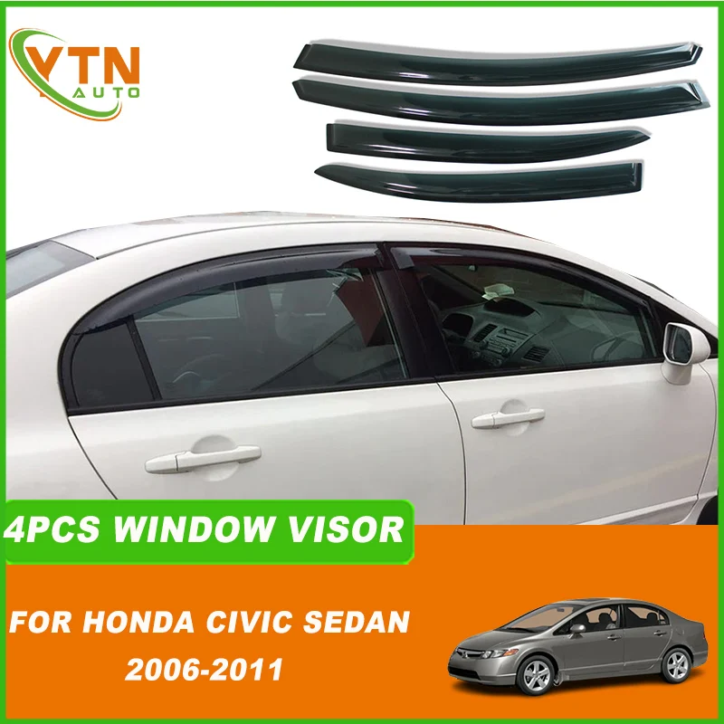 

Для Honda Civic 8-го поколения седан 2006 2007 2008 2009 2010 2011 4 шт. черный автомобильный оконный козырек от дождя и солнца, дефлектор, защита от атмосферных воздействий