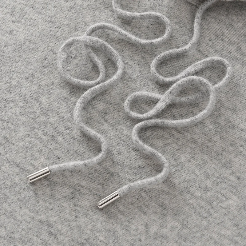 Men's Autumn Winter 100% Merino Wool Sweater Hooded Collar Knitted Pullover Cashmere Sweatshirt Casual Large Tops Long Sleeved