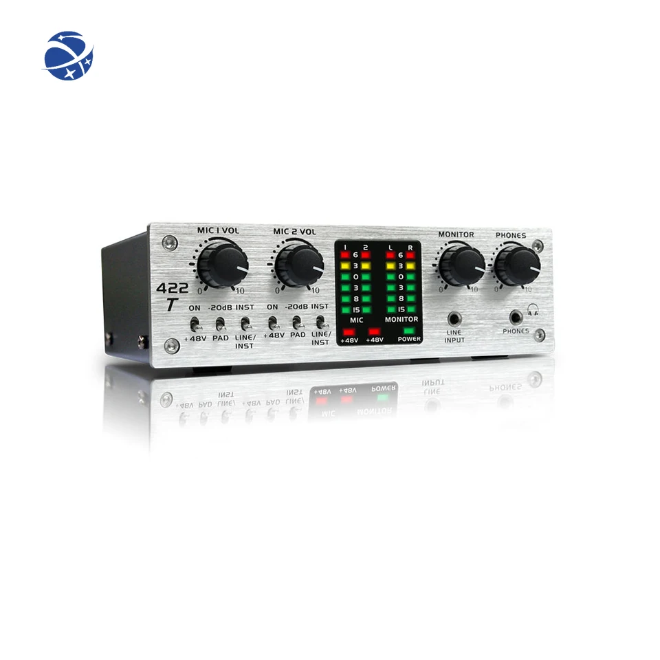 

YYHC Professional 4-Channel 48V Sound Card USB Audio Mixer Interface DC5V Power Supply For Recording