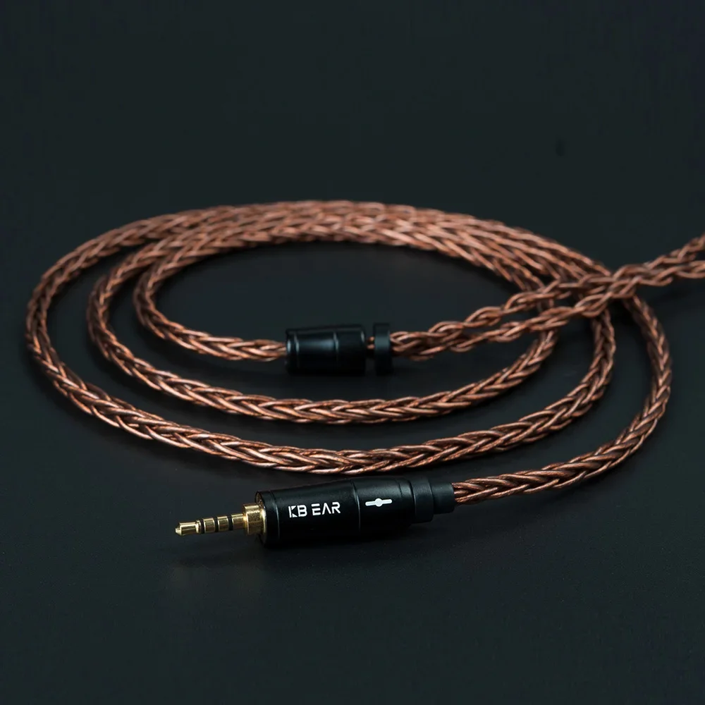 KBEAR 8 Core Oxygen-free Copper Earphone Cable 2.5/3.5/4.4MM MMCX/2PIN/QDC Headphone Connector For KZ Earbuds BL-03 Headset IEM