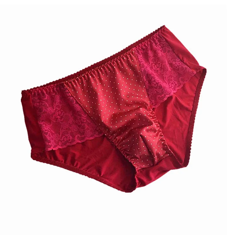 Red Underwear Mens Small Dot Lace Sissy Panties Soft Fabric Floral Low Rise Stretchy Erotic Lingerie Sexy Gay Men Panty - view 3