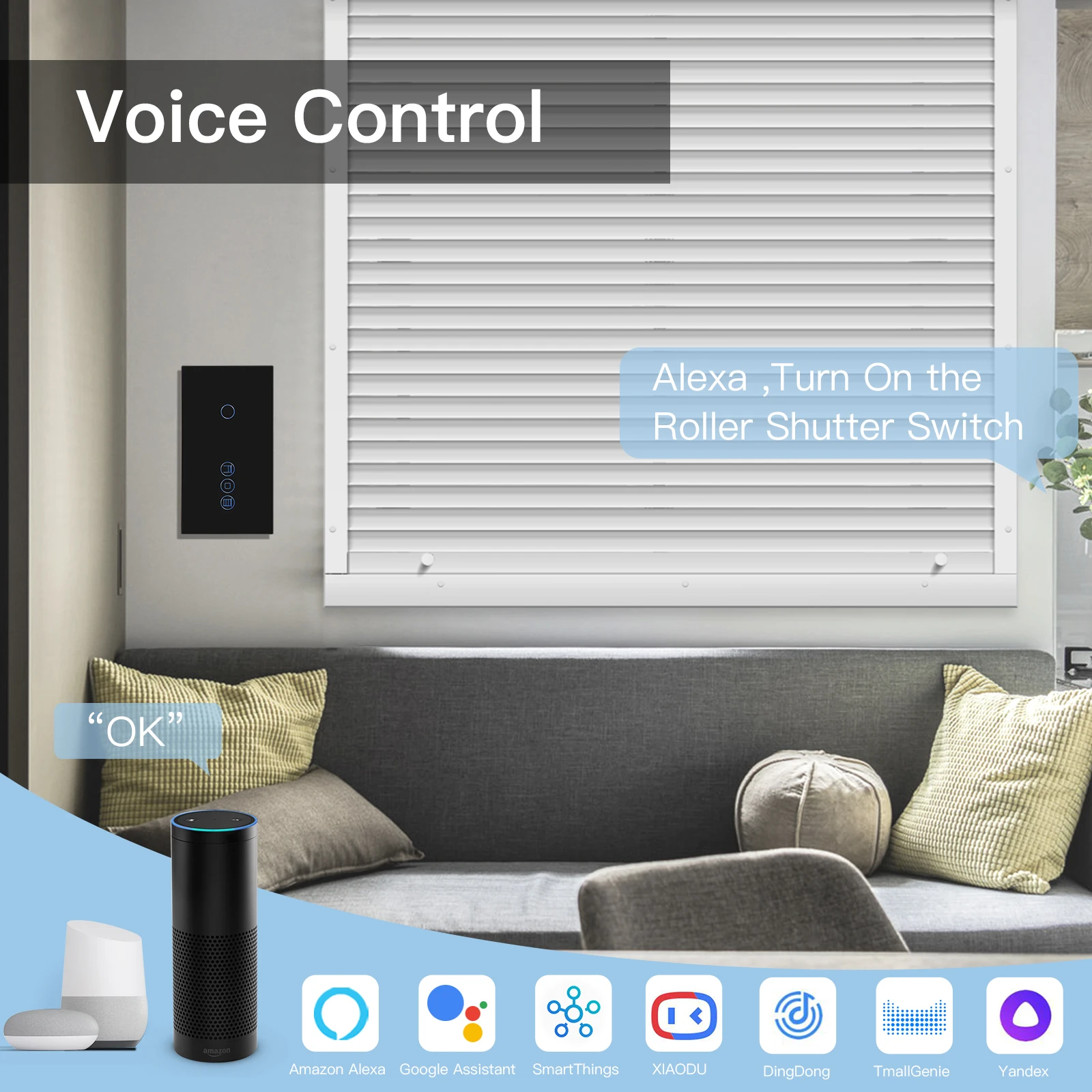 Bseed EU Wifi Smart Roller Shutter Switch 1/2/3 Gang APP Control Combination Smart Switch Support For Tuya Google Assistant  App